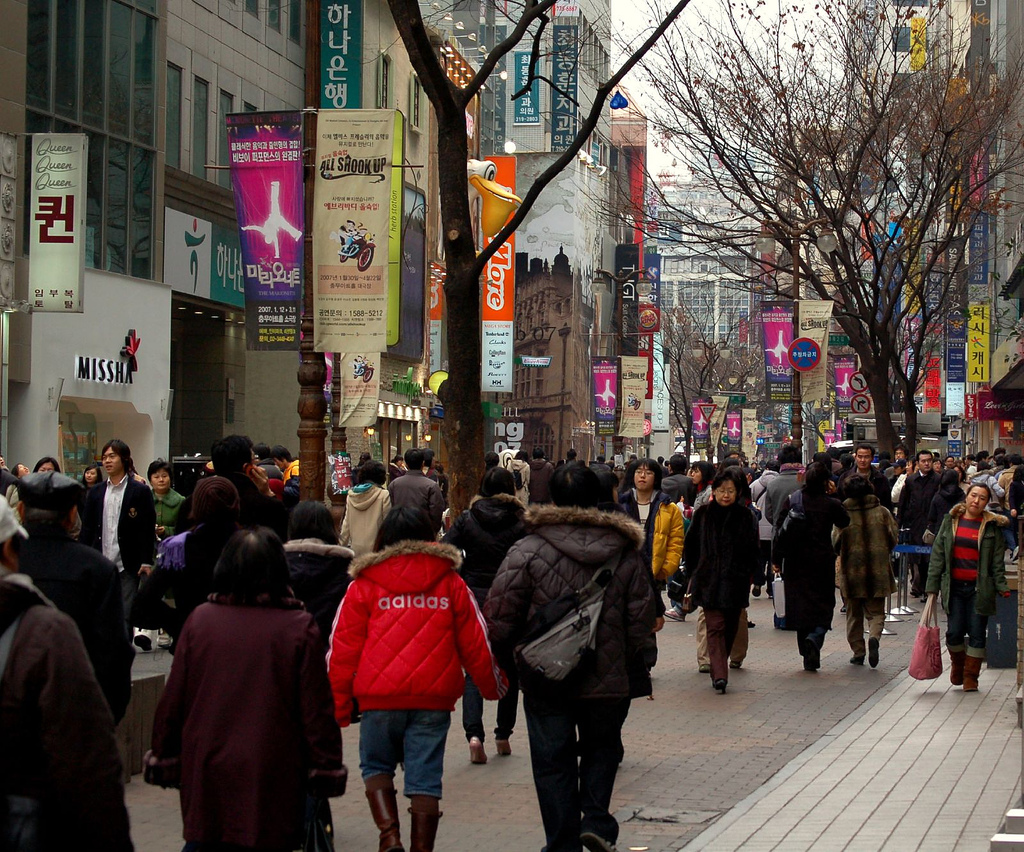 Myeongdong shopping street in Seoul
