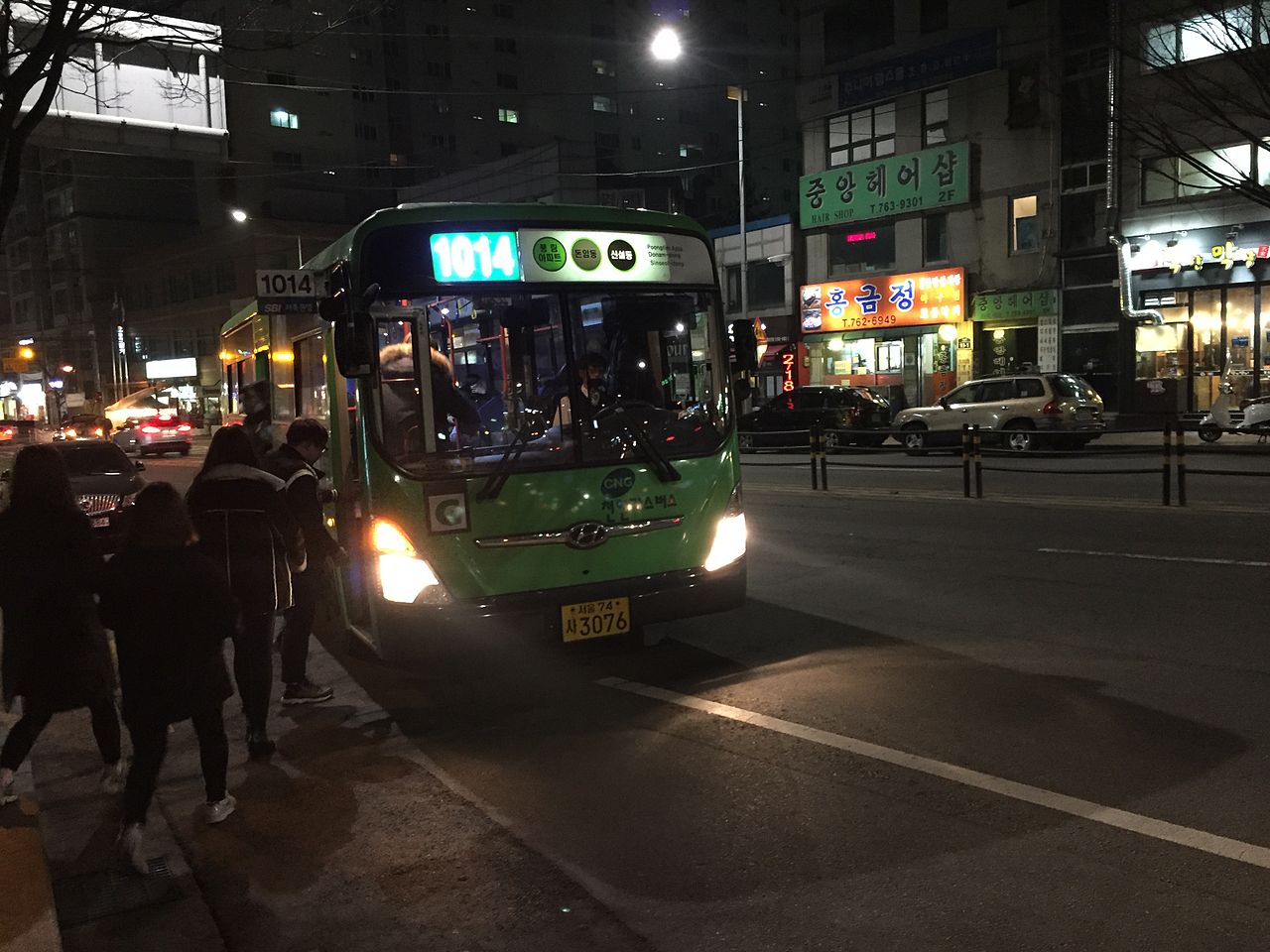 Seoul city bus at night