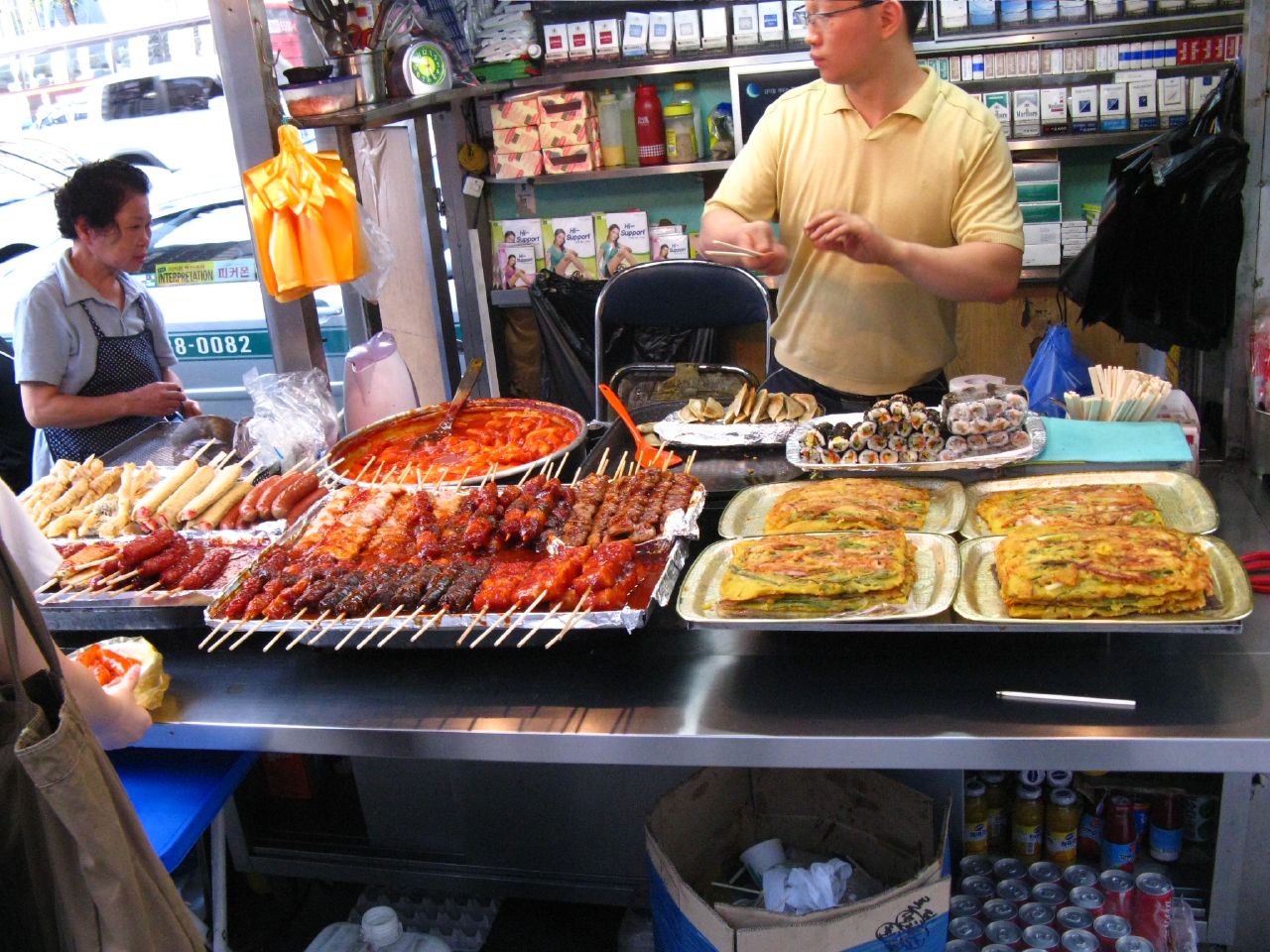 Korean street food market stall